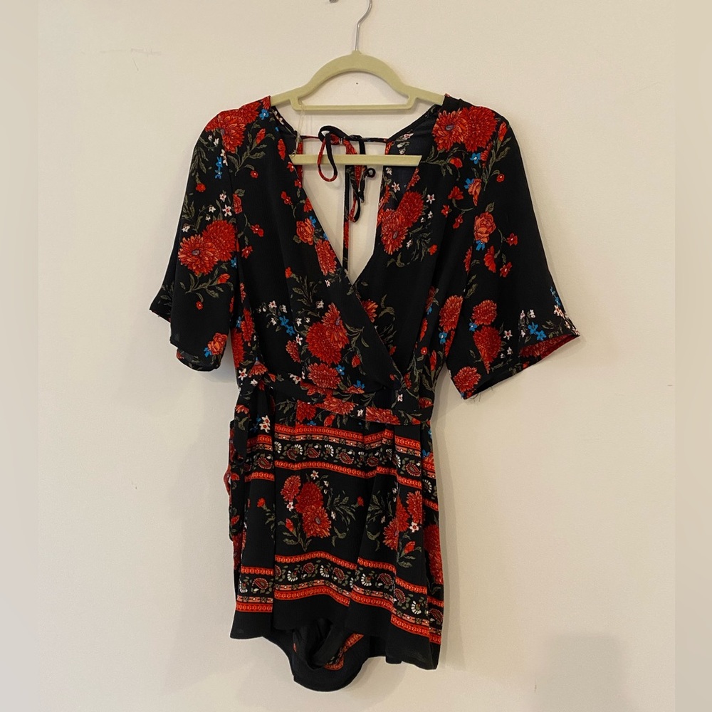 Small red and black romper